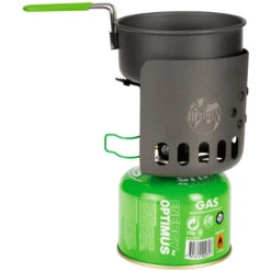 Optimus Clip-On Protection Coupe-vent Pour Cartouches De Gaz -Primus Shop 8018907 Windshield with Crux and Gas Canister Side View