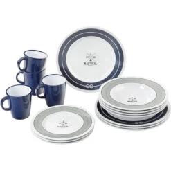 Brunner Dinner Service Ensemble De Vaisselle 16 Pièces, Bleu/gris