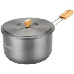 CAMPZ Set De Cuisson En Aluminium Avec Poignées En Bambou, Gris/marron 10 CAMPZ Set De Cuisson En Aluminium Avec Poignées En Bambou, Gris/marron -Primus Shop campz aluminium cooking set with bamboo handles grey brown 3