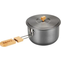 CAMPZ Set De Cuisson En Aluminium Avec Poignées En Bambou, Gris/marron 12 CAMPZ Set De Cuisson En Aluminium Avec Poignées En Bambou, Gris/marron -Primus Shop campz aluminium cooking set with bamboo handles grey brown 5