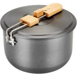 CAMPZ Set De Cuisson En Aluminium Avec Poignées En Bambou, Gris/marron 13 CAMPZ Set De Cuisson En Aluminium Avec Poignées En Bambou, Gris/marron -Primus Shop campz aluminium cooking set with bamboo handles grey brown 6