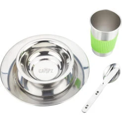 CAMPZ Stainless Steel Dinner Set 1 Person, Argent