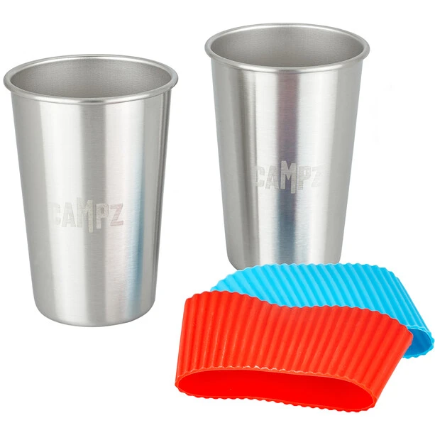 CAMPZ Stainless Steel Dinner Set 2 Persons, Argent 4 CAMPZ Stainless Steel Dinner Set 2 Persons, Argent – Image 2