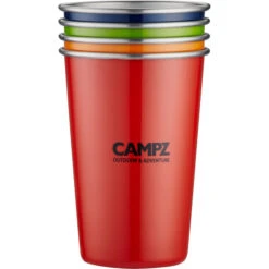 CAMPZ Kit De Gobelets Acier Inoxydable 4 Pièces, Multicolore -Primus Shop campz stapelbecher set edelstahl 4 stueck bunt 6