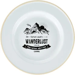 CAMPZ Wanderlust Plaque Plate En émail, Vert/blanc