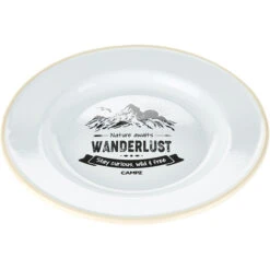 CAMPZ Wanderlust Plaque Plate En émail, Vert/blanc -Primus Shop campz wanderlust enamel flat plate forrest green white cream 3