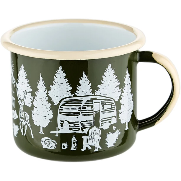CAMPZ Wanderlust Tasse En émail, Vert/blanc 3 CAMPZ Wanderlust Tasse En émail, Vert/blanc