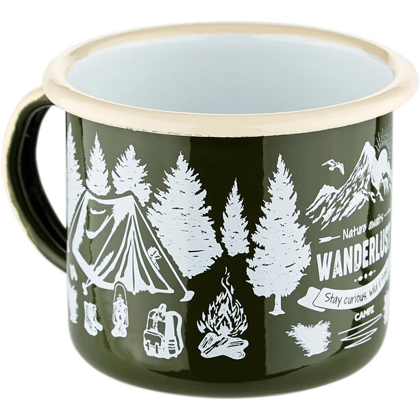 CAMPZ Wanderlust Tasse En émail, Vert/blanc 4 CAMPZ Wanderlust Tasse En émail, Vert/blanc – Image 2