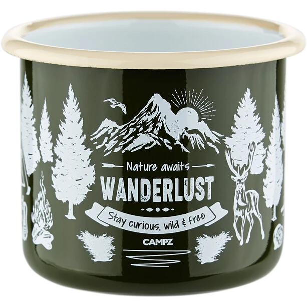 CAMPZ Wanderlust Tasse En émail, Vert/blanc 7 CAMPZ Wanderlust Tasse En émail, Vert/blanc – Image 5