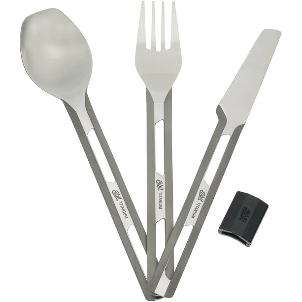 Esbit TC4-TI Couverts En Titane Avec Manchon En Silicone 3-pièces 3 Esbit TC4-TI Couverts En Titane Avec Manchon En Silicone 3-pièces