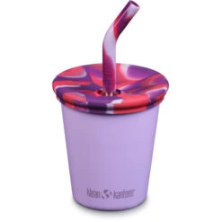 Klean Kanteen Steel Cup 296ml With Straw Lid Kids, Violet/rose