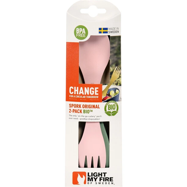 Light My Fire Spork Original BIO 2 Packs, Vert/rose 5 Light My Fire Spork Original BIO 2 Packs, Vert/rose – Image 3
